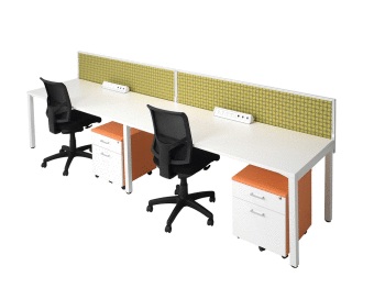 Cubit desks with rear mounted solid screens