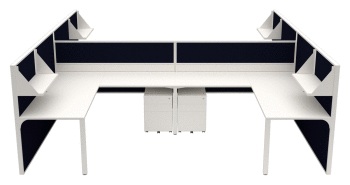 Cubit Desks with returns and Cubit 50 screens