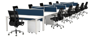 Cubit desks with Connect 30 desk mounted screens and return screens
