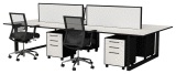 Quantum back to back system with desk mounted melamine screen