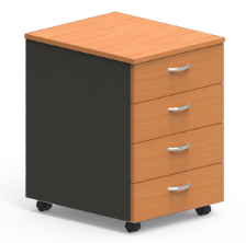 Mobile Pedestal - 4 Shallow Drawers