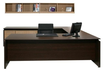 Vantage V2 U-Shaped Desk Setting with Wall-Mounted Shelf Unit