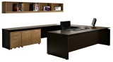 Vantage V2 U-Shaped Desk Setting with Wall-Mounted Shelf Unit