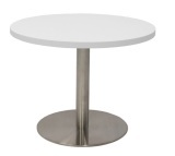 Round Table with Brushed Chrome Disc Base 