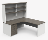Excel Corner Workstation, Hutch & Mobile Ped, 48 Colours