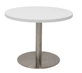 Round Table with Brushed Chrome Disc Base