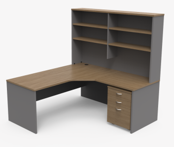 Excel Corner Workstation, Hutch & Mobile Ped, 48 Colours