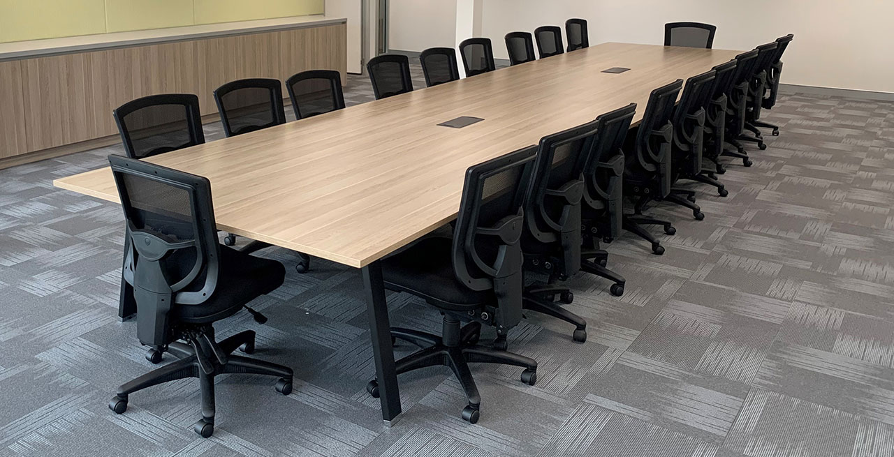 Boardroom table set up